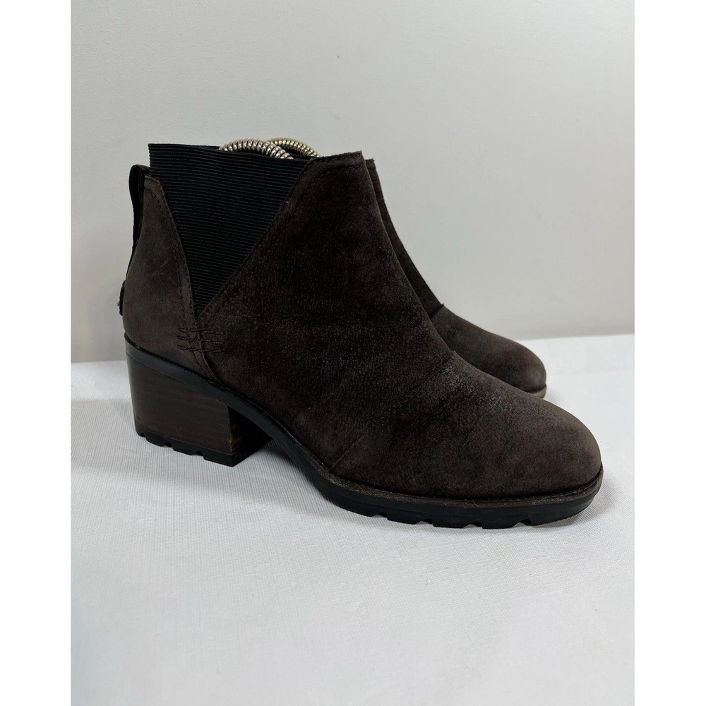 Sorel Womens 7 Cate Chelsea Suede Brown Boots Bootie NL3712-205 Moto Biker Chic